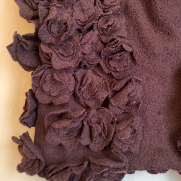 VTG Michael Simon Brown Shrug Cardigan Sweater Short Sleeve Artsy 3d Floral Wool - Picture 2 of 10